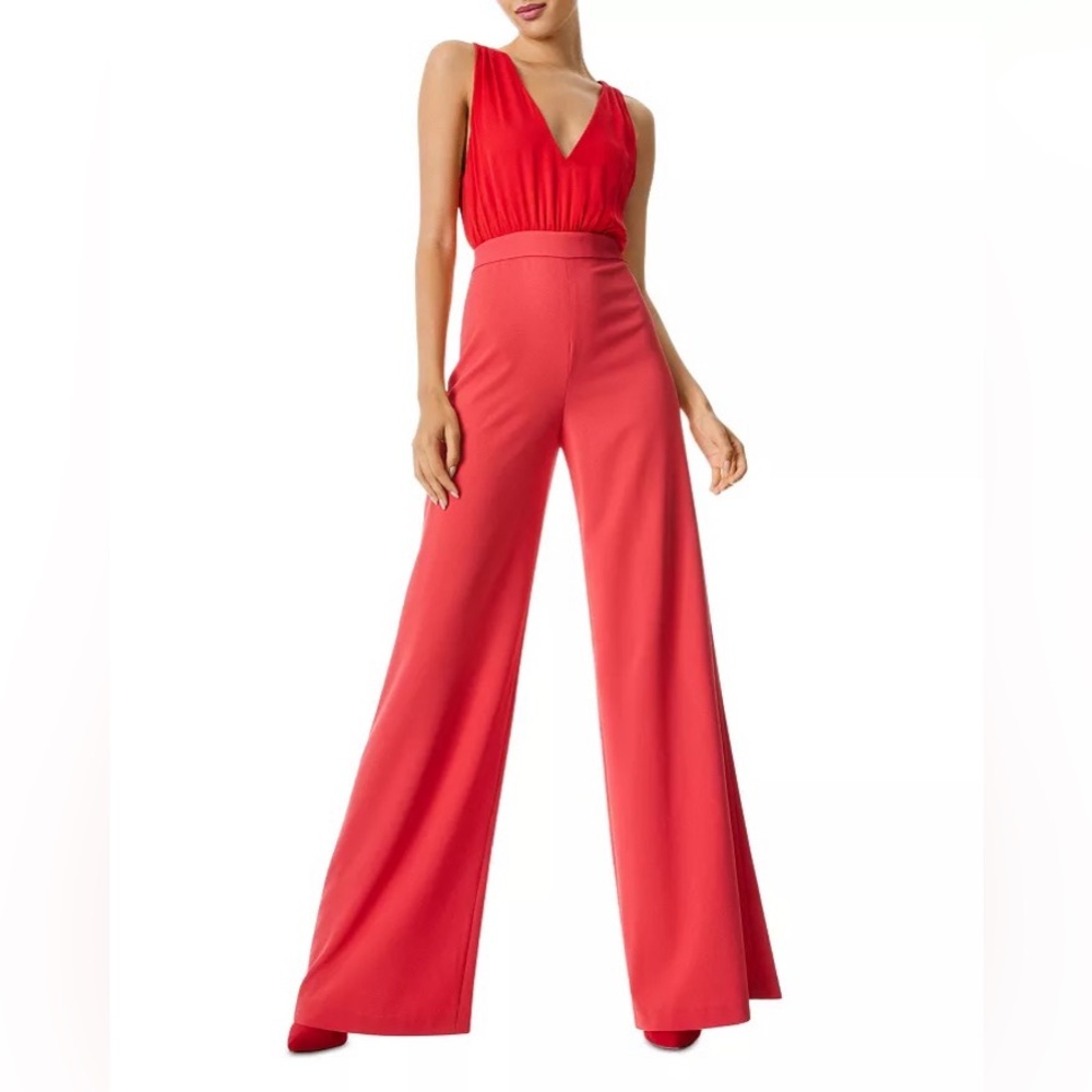 NWT Alice + Olivia Gale Deep V Neck Jumpsuit